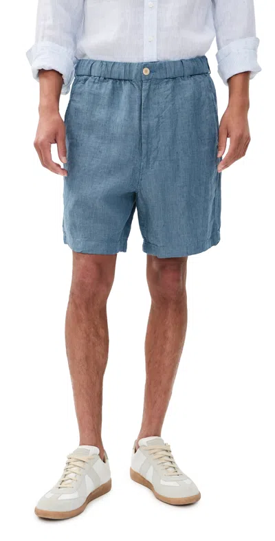Madewell Regular Fit Linen 6.5 Pull On Shorts In Blue