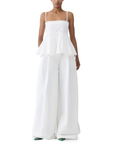 Jacquemus Top Le Haut Traversin White With V-neck And Ruffle Details In Cotton For Women In White