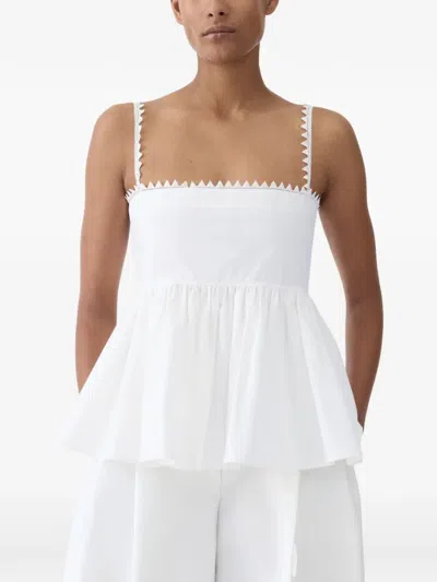 Jacquemus Top Le Haut Traversin White With V-neck And Ruffle Details In Cotton For Women In White