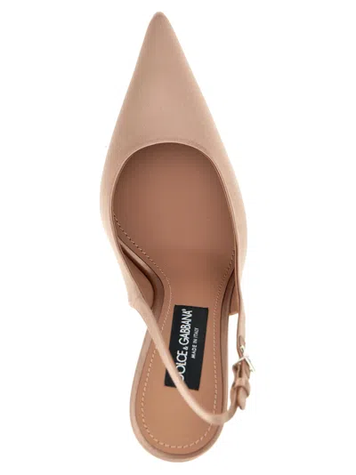 Dolce & Gabbana Satin Metallic-stiletto Slingback Pumps In Pink
