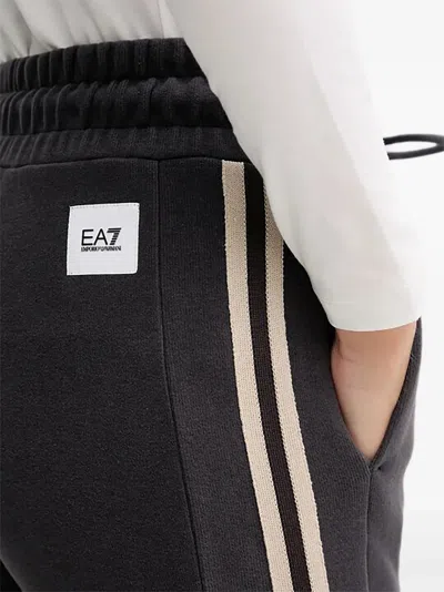 Ea7 드로스트링 크롭 트랙팬츠 In Black