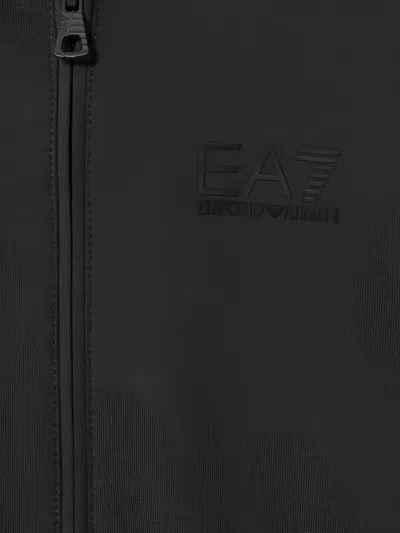 Ea7 로고 디테일 후드 트랙수트 세트 In Black