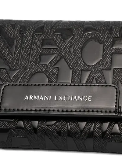 Armani Exchange 미니 엠보스드 클러치 In Black