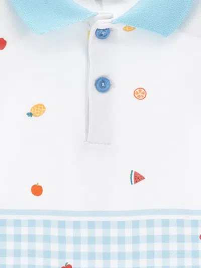 Monnalisa Fruit-pattern Gingham Romper In Blue