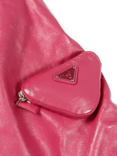 Pre-owned Prada Leather Bomber Jacket In Pink