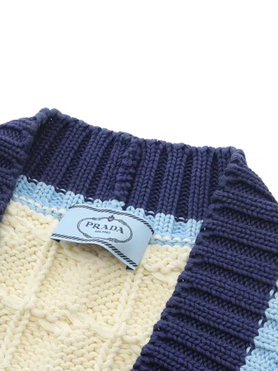 Pre-owned Prada 10s Cable-knit Vest In Neutral