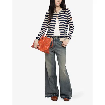 Zadig & Voltaire Missya Embellished Stripe Cashmere Cardigan In Multi