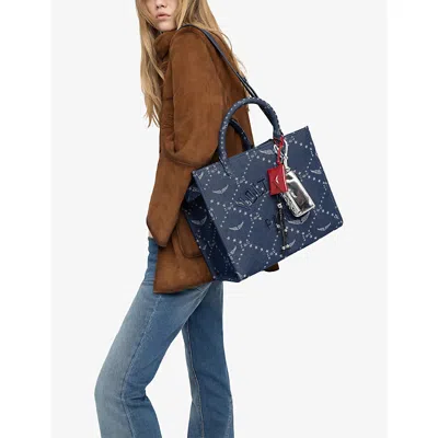 Zadig & Voltaire Angel Mini Zv Monogram Denim Tote In Blue