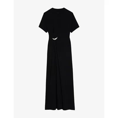 Zadig & Voltaire Raja Wings-motif Maxi Dress In Brown