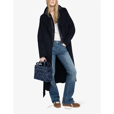 Zadig & Voltaire Angel Mini Zv Monogram Denim Tote In Blue