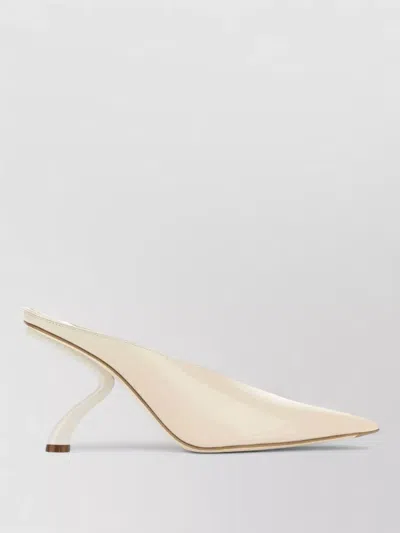 Ferragamo Leather Itaca Mules Pointed Toe Heel In Neutral