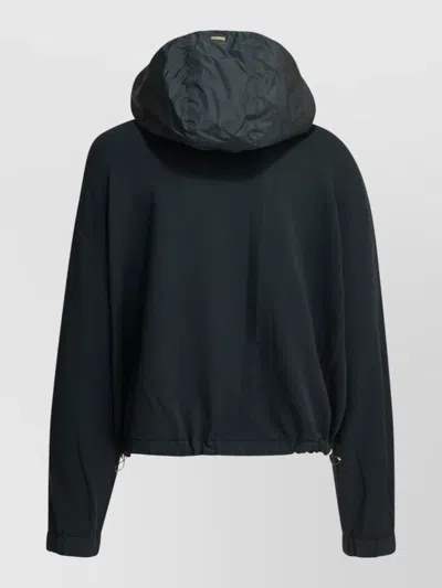 Herno Hooded Jacket Elasticated Cuffs Drawstring Hem In Blue