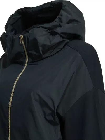 Herno Hooded Jacket Elasticated Cuffs Drawstring Hem In Blue