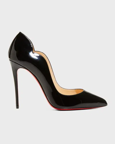 Christian Louboutin Hot Chick 100mm Patent Red Sole High-heel Pumps In Black