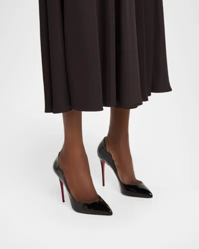 Christian Louboutin Hot Chick 100mm Patent Red Sole High-heel Pumps In Black