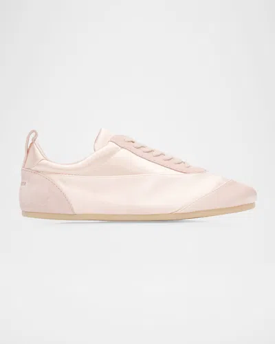 Jil Sander Etage Satin And Suede Low-top Sneakers In Neutral