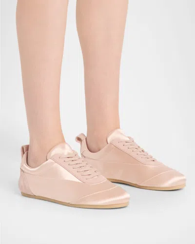 Jil Sander Etage Satin And Suede Low-top Sneakers In Neutral