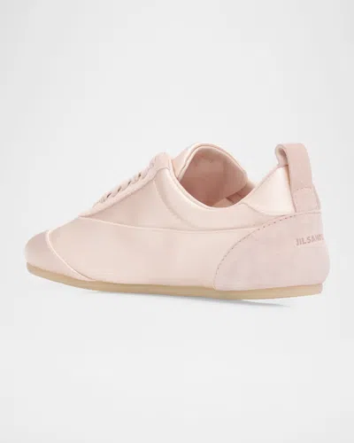 Jil Sander Etage Satin And Suede Low-top Sneakers In Neutral