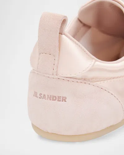 Jil Sander Etage Satin And Suede Low-top Sneakers In Neutral