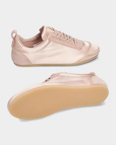 Jil Sander Etage Satin And Suede Low-top Sneakers In Neutral