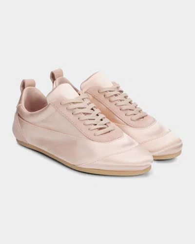 Jil Sander Etage Satin And Suede Low-top Sneakers In Neutral