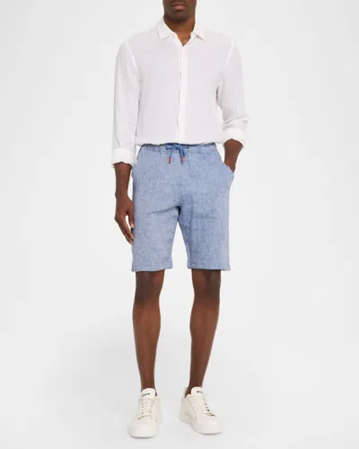 Kiton Men & Apos;s Linen Drawstring Pull-on Shorts In Blue