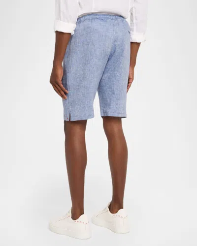 Kiton Men & Apos;s Linen Drawstring Pull-on Shorts In Blue