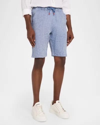 Kiton Men & Apos;s Linen Drawstring Pull-on Shorts In Blue