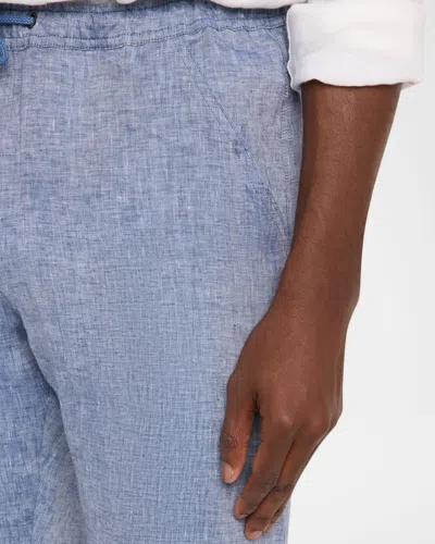 Kiton Men & Apos;s Linen Drawstring Pull-on Shorts In Blue