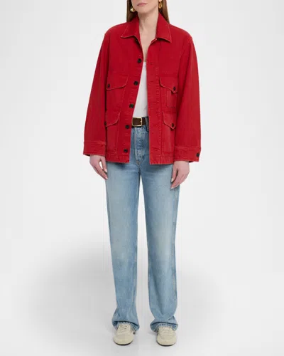 Nili Lotan Leroy Cotton Twill Utility Jacket In Red