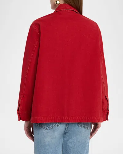 Nili Lotan Leroy Cotton Twill Utility Jacket In Red