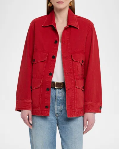 Nili Lotan Leroy Cotton Twill Utility Jacket In Red