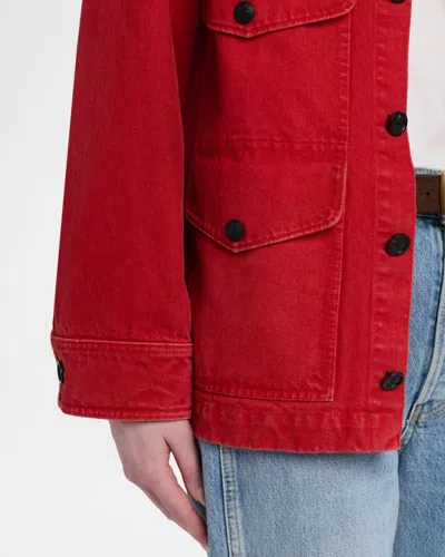 Nili Lotan Leroy Cotton Twill Utility Jacket In Red