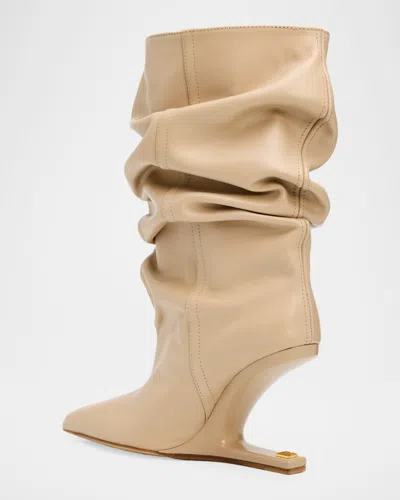Balmain No Wedge Smooth Leather Ankle Boots In Neutral
