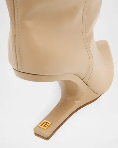 Balmain No Wedge Smooth Leather Ankle Boots In Neutral