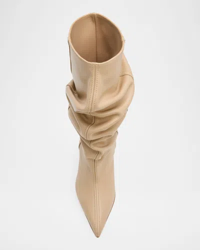 Balmain No Wedge Smooth Leather Ankle Boots In Neutral