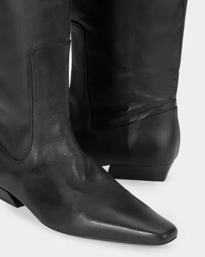 Staud Wally Leather Flat Knee-high Boots In Black