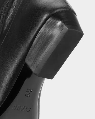 Staud Wally Leather Flat Knee-high Boots In Black