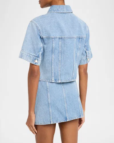 Veronica Beard Malcom Short Sleeve Denim Jacket In Blue