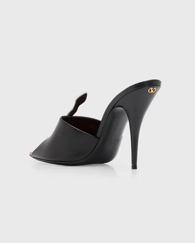 Valentino Garavani 105mm Strass Snake Leather Mule Pumps In Black