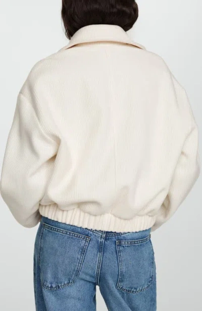 Mango Rib Knit Jacket In White