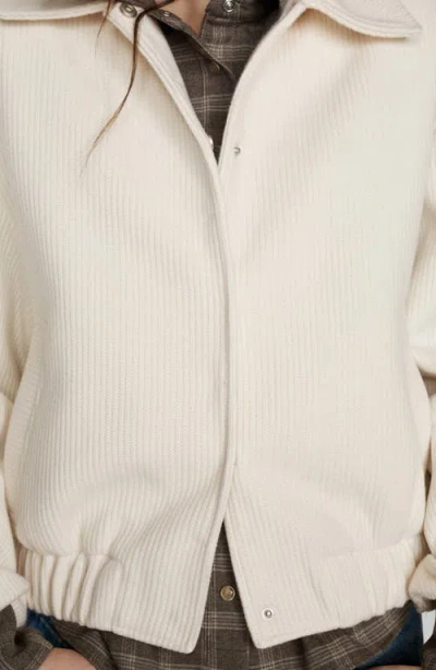Mango Rib Knit Jacket In White