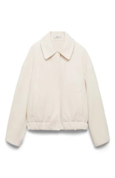 Mango Rib Knit Jacket In White