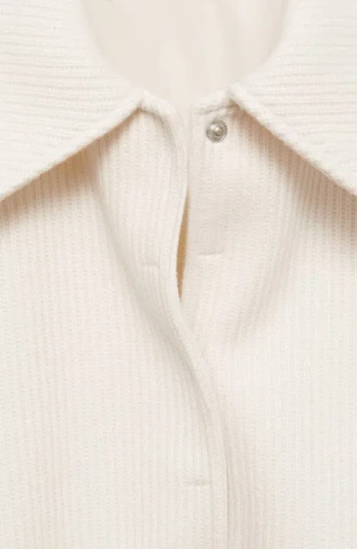 Mango Rib Knit Jacket In White