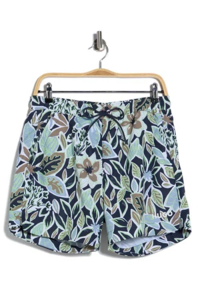 Hugo Boss Boss Calala Floral Print Board Shorts In Blue