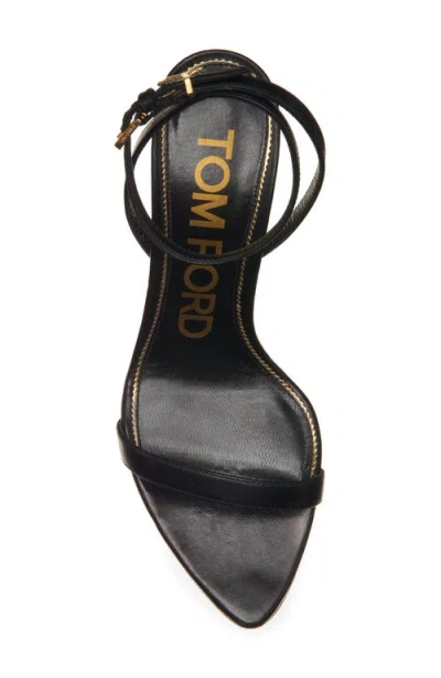 Tom Ford Open Toe Ankle Strap Pump Gold Hardware In Black