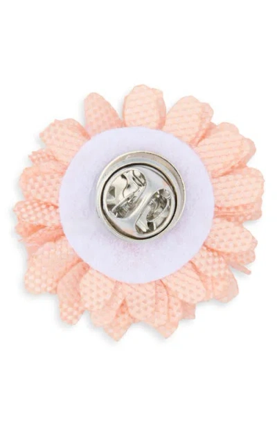 Construct Checkerboard Floral Lapel Pin In White
