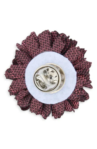 Construct Checkerboard Floral Lapel Pin In Orange