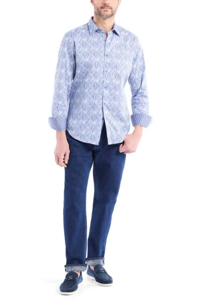 Robert Graham Long Sleeve Button Front Shirt In Blue