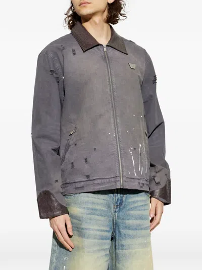 Misbhv Distressed Collared Jacket In Gray
